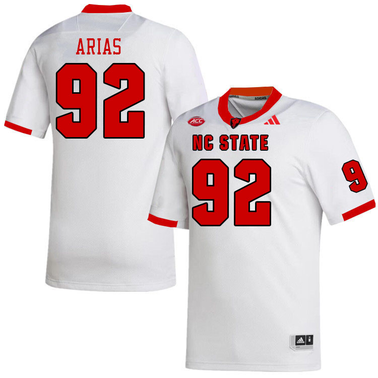 Men #92 Aiden Arias NC State Wolfpack College Football Jerseys Stitched-White